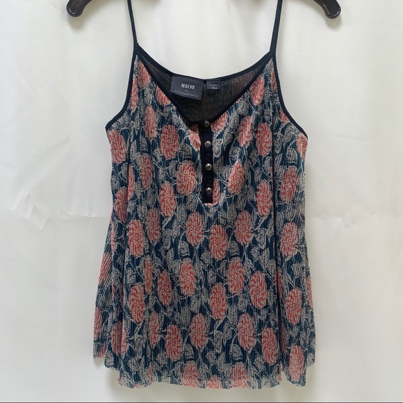 Maeve Anthropologie Womens Tank Top Floral pleated Size XS EUC - Picture 4 of 6